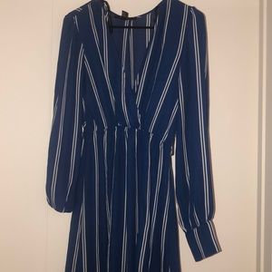 blue strip long dress